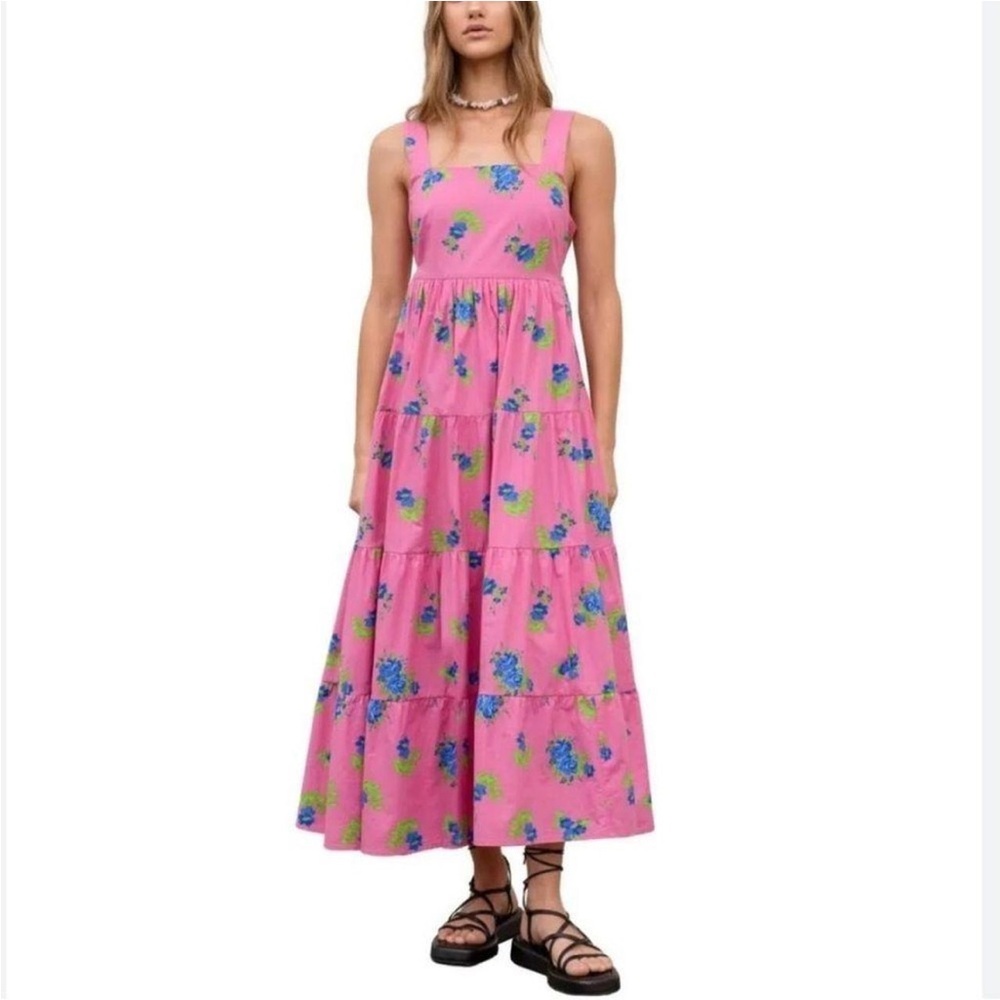 Anthropologie Moon River Floral Tiered Midi Sundress